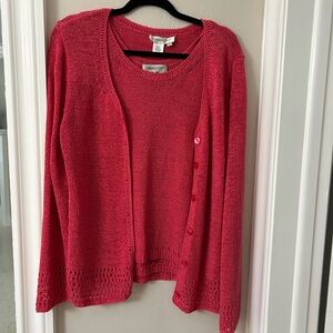 Coldwater Creek Coral/pink Cardigan Set